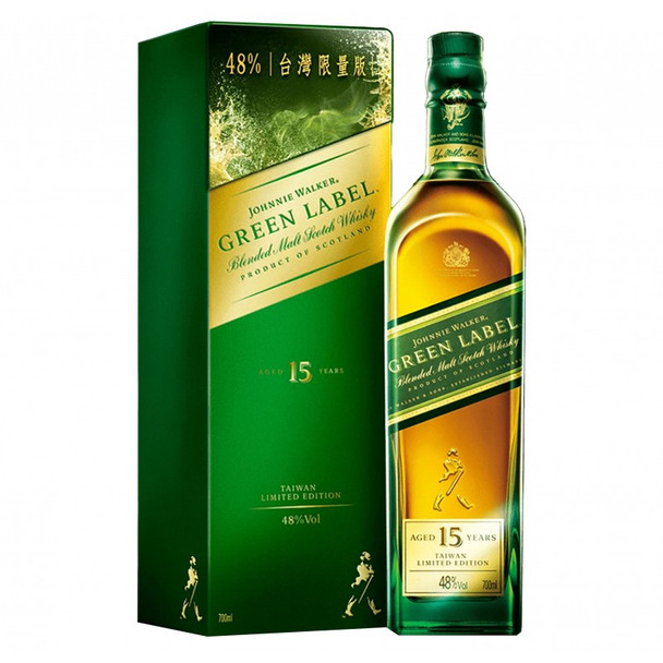 Bottle of Johnnie Walker Green 15YO Taiwan Edition whisky, 48% ABV, 700ml
