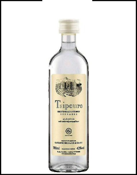 50ml bottle of Tsipouro Tyrnavos Katsaros with Anise, a Greek spirit from Tirnavos