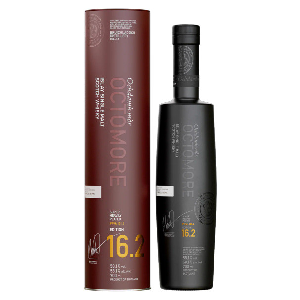 Bottle of Octomore 16.2 5YO 700ml heavily peated Islay single malt whisky