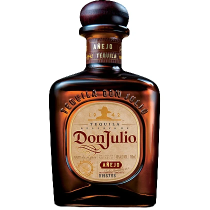 Bottle of Don Julio Anejo tequila, light amber aged tequila from Mexico