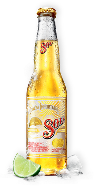 Sol Beer 330ml bottle, light golden Mexican lager, case of 24