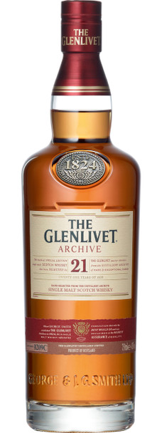 Bottle of Glenlivet 21 Years Old Archive single malt Scotch whisky, 700ml