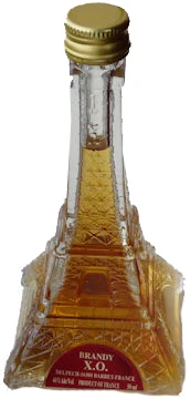 Brandy XO Eiffel Tower 50ml bottle shaped like the Eiffel Tower