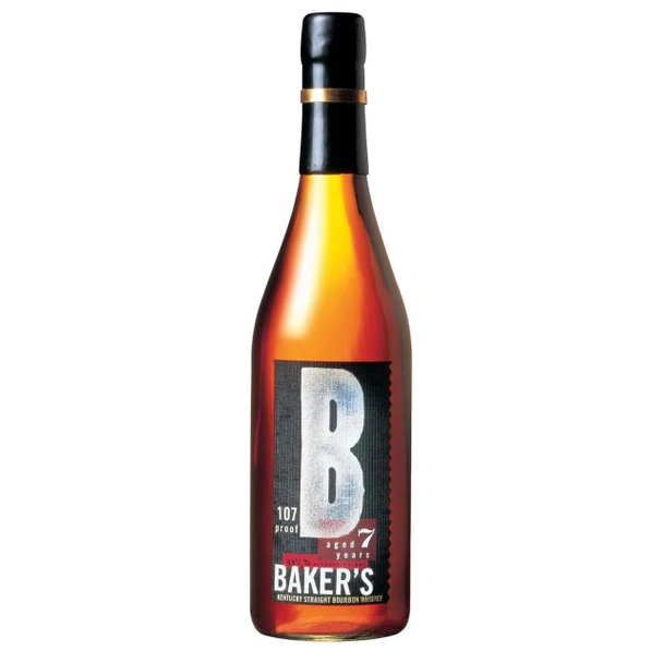 Bottle of Baker's 7-year-old Bourbon, 53.5% ABV, from the Beam family tradition