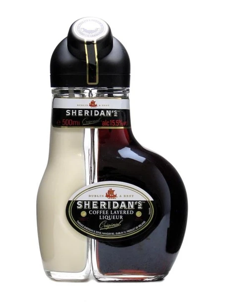 Sheridan's Coffee Layered Liqueur 500ml dual-chamber bottle with coffee and cream liqueur layers