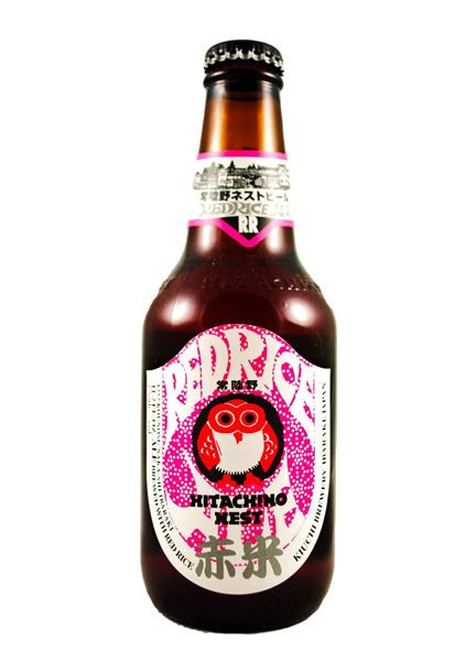 Case of Hitachino Nest Red Rice Ale, 330ml bottles from Japan, smoky pink hued beer