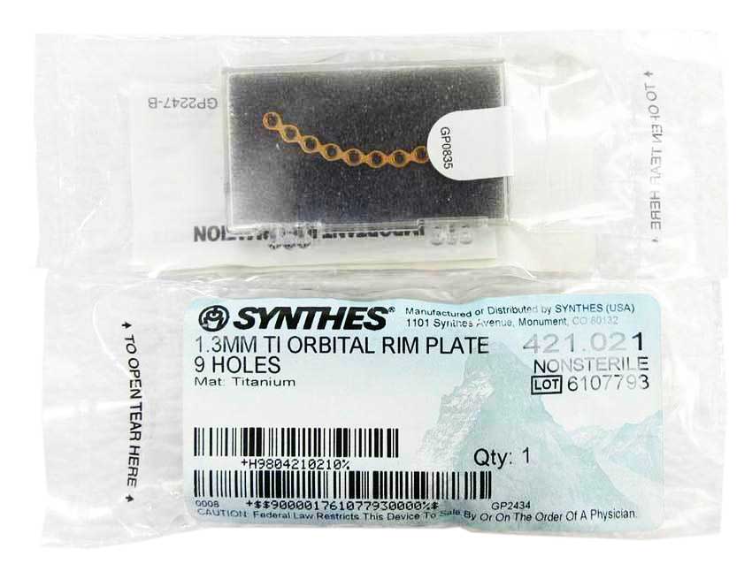 Booth Medical - Synthes 1.3mm Orbital Rim Plate - 421.021