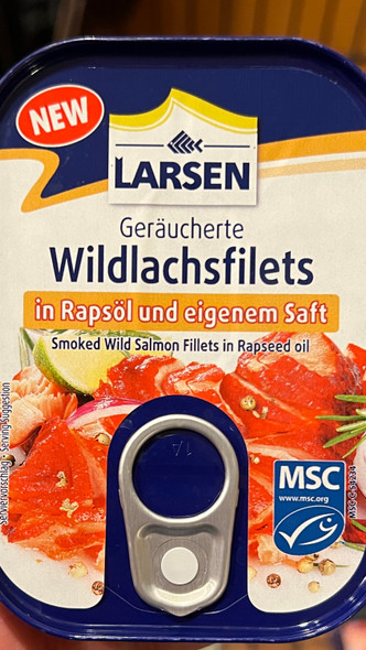 LARSEN GERÄUCHERTE WILDLACHSFILETS IN RAPSÖL UN EIGENEM SAFT 110G