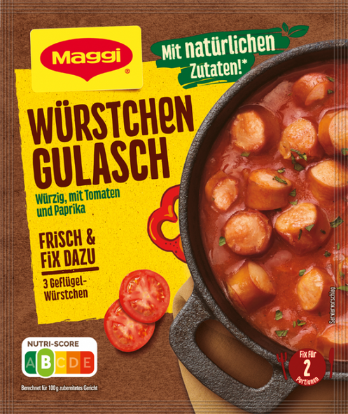 Maggi Würstchen Gulasch mit Tomaten/Paprika Fix 30g