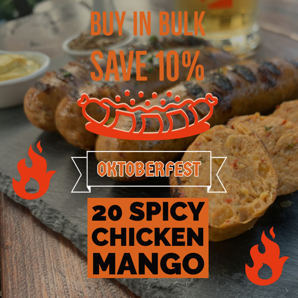 Spicy Chicken Mango Sausages (20) per 5.2 lb.