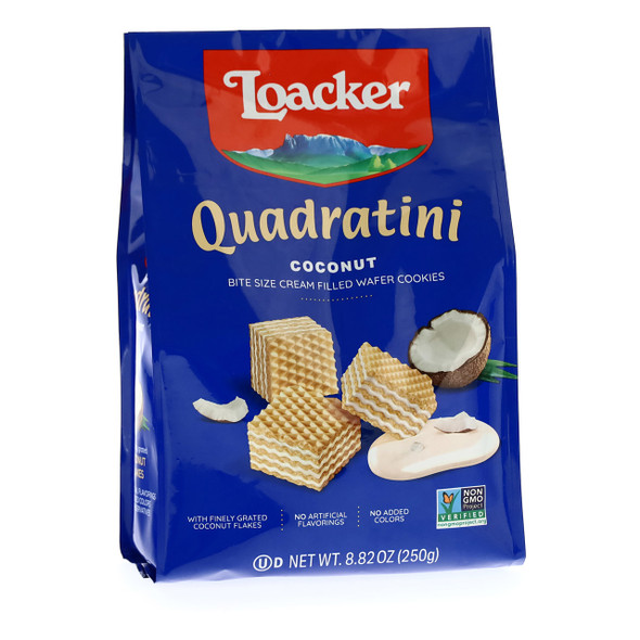 Loacker Quadratini Coconut, creme-filled wafer cookies, 8.82oz