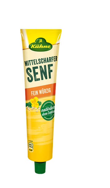 Kühne Mittelscharfer Fein Wurzig Senf (Mustard) 100ml 