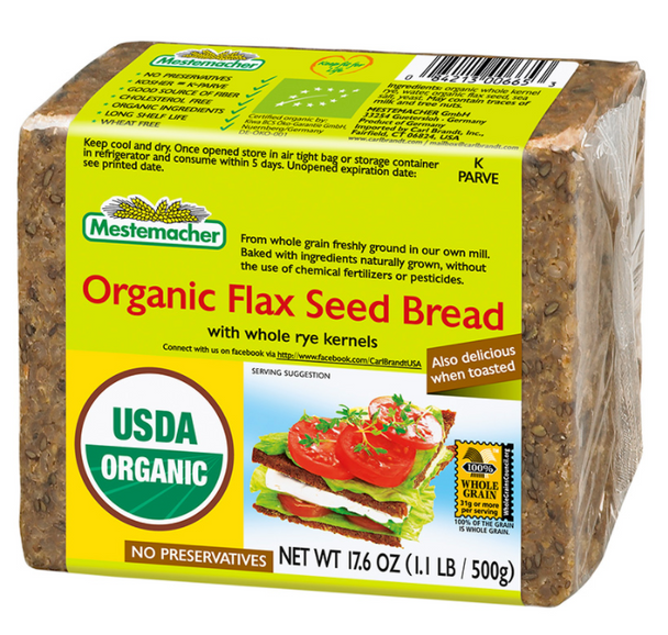 Mestemacher Organic Flax Seed Bread 17.6 oz (500g)