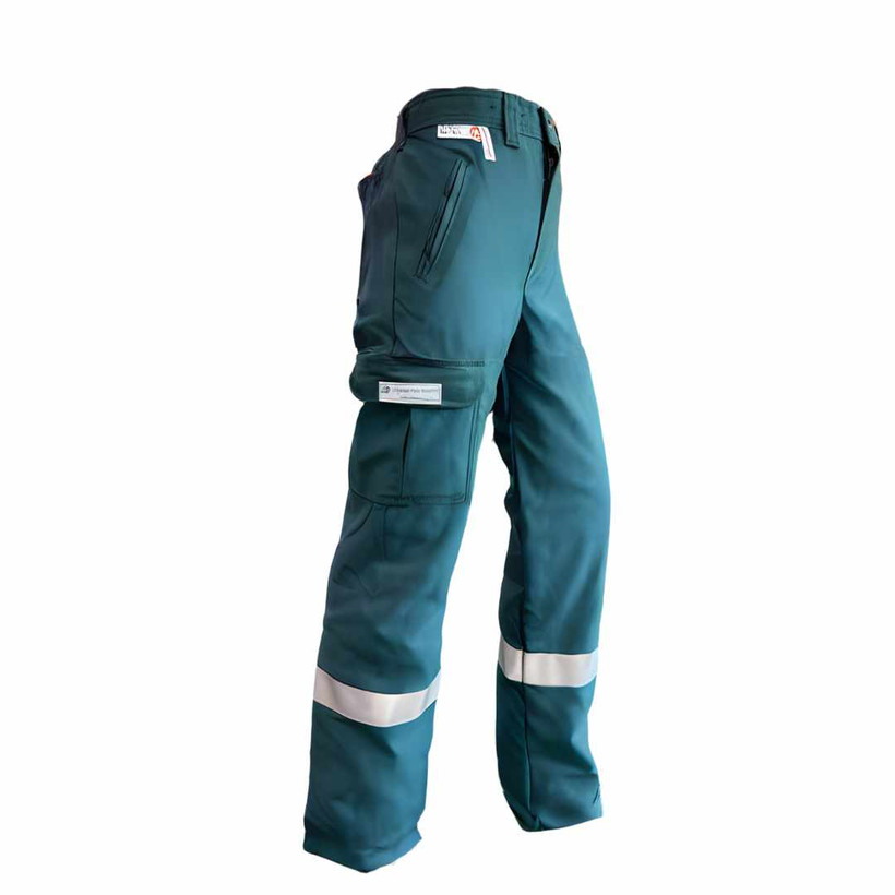 Natpro Ultrasoft Green ARC Flash Chainsaw Pants with Reflective Strips
