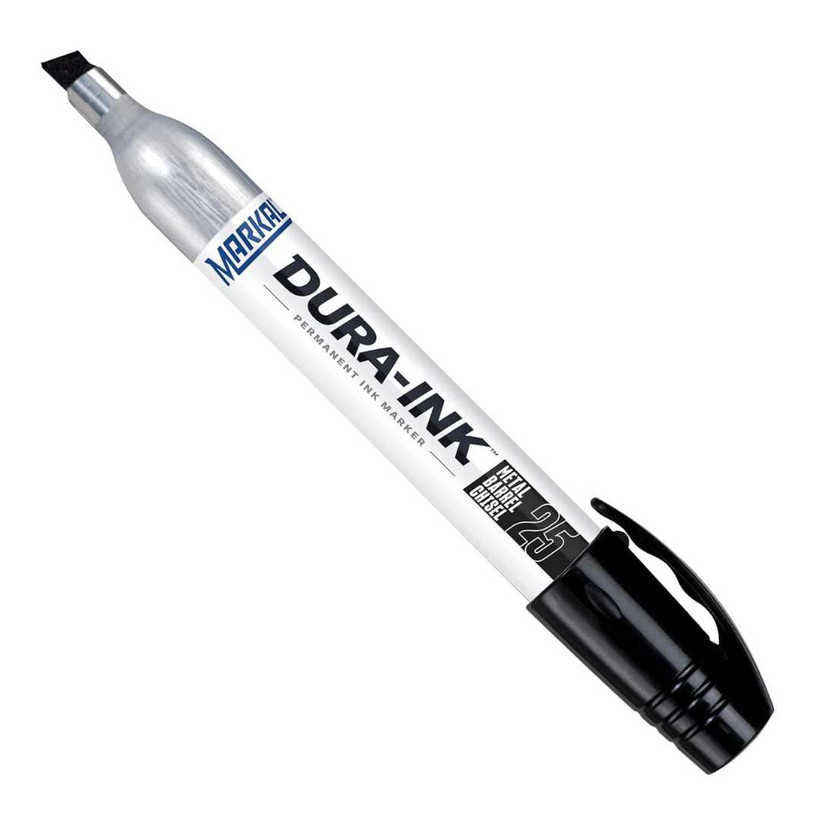 Markal Dura-Ink #25 Permanent Marker with Chisel Tip Black - Box of 12