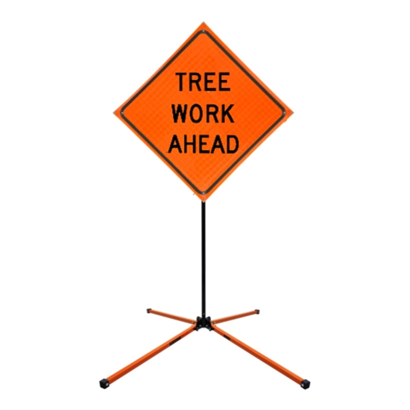 Active slide of Tree Work Ahead Sign with 12