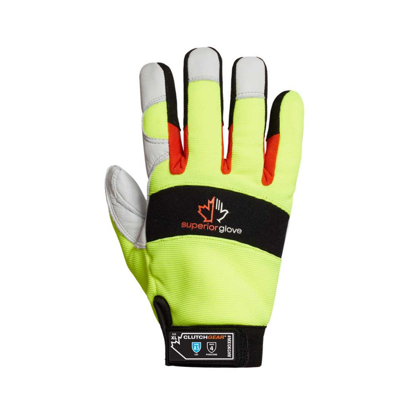 Active slide of Clutch Gear Hi Viz Mechanics Glove with Goat Grain Palms