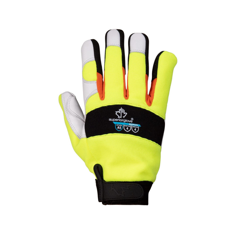 Active slide of Clutch Gear Pro MXGKGHV Hi-Vis Mechanics Gloves with Goat Grain Palms