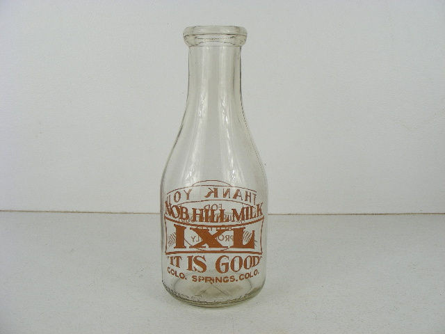 An old Nob Hill Dairy milk bottle out of Colorado Springs,Colorado