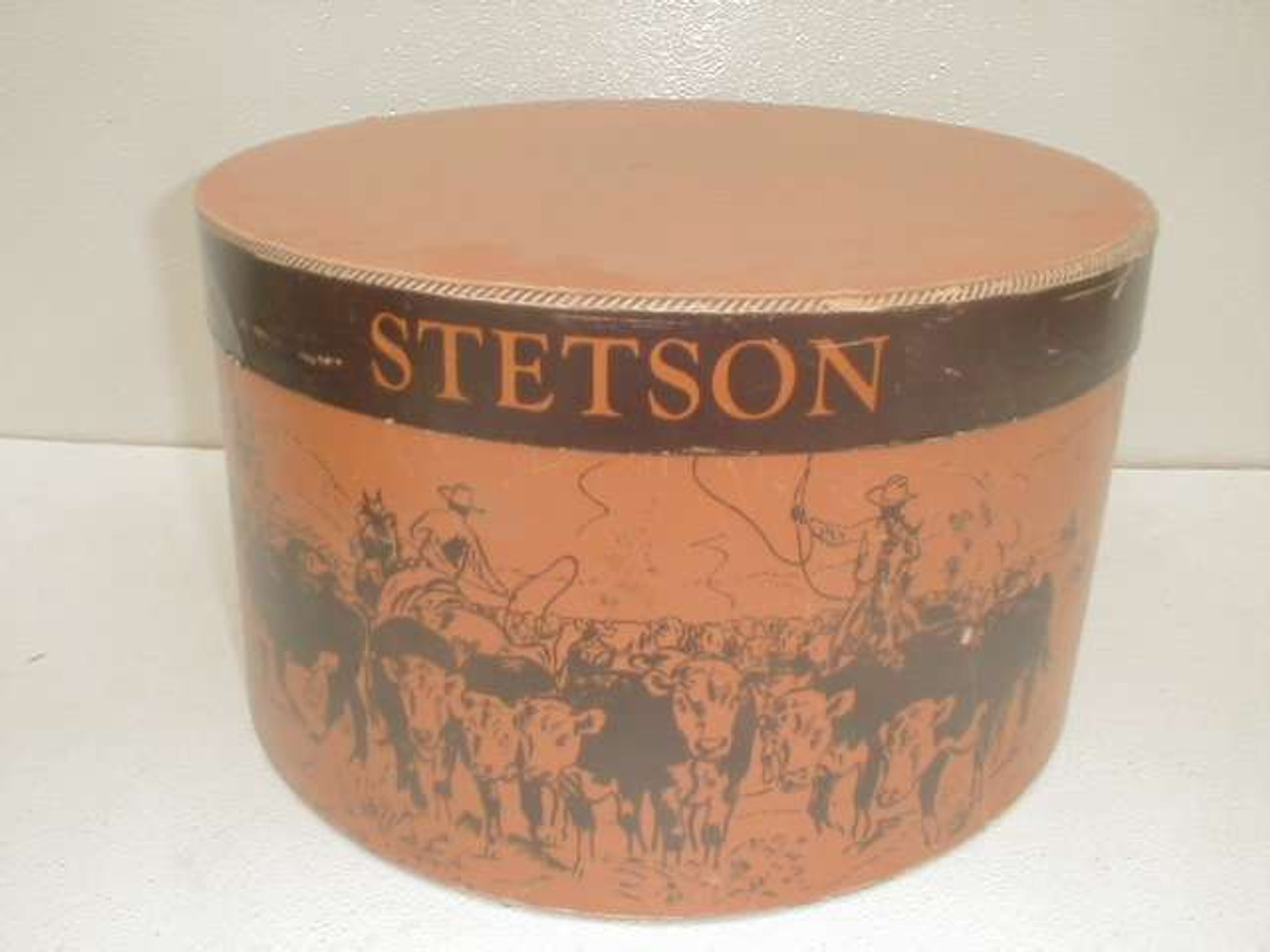 A vintage Stetson cowboy hat box with western theme design. - Antique  Mystique