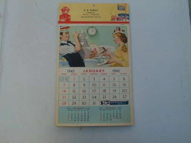 Vintage 1945 Standard Oil Red Crown gas station calendar from  Oneill,Nebraska. - Antique Mystique