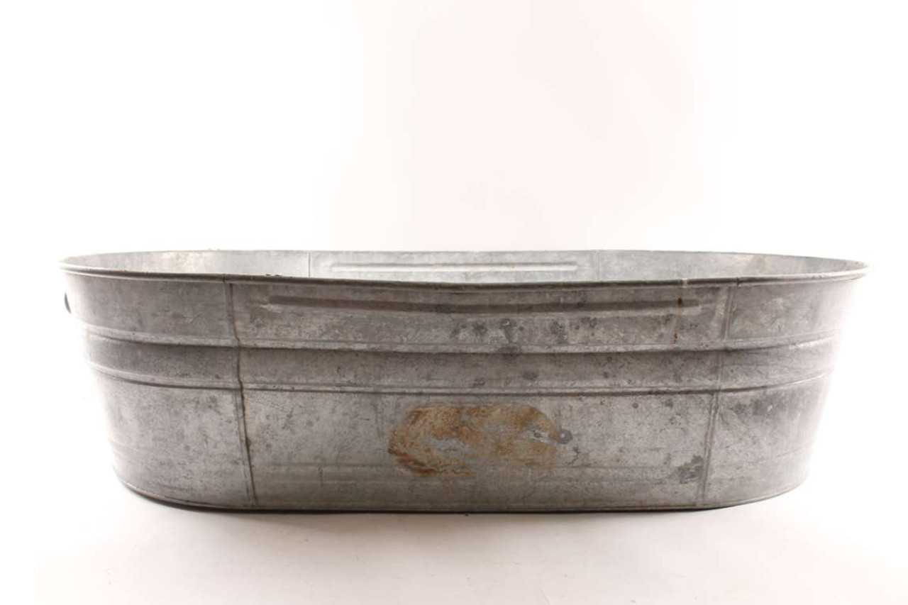 Vintage Galvanized Metal Garden Wash Tub Farm Bucket C.1930s