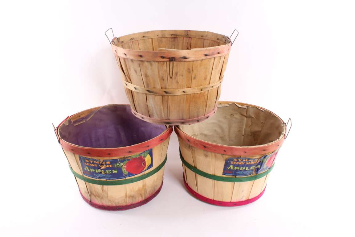 Old Symms Sunny Slope Apples Bushel Baskets With Paper Label