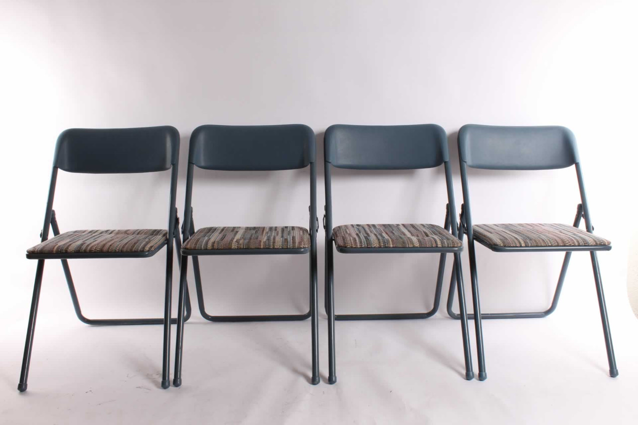 Cosco Blue Metal Upholstered Seat Folding Chair Set