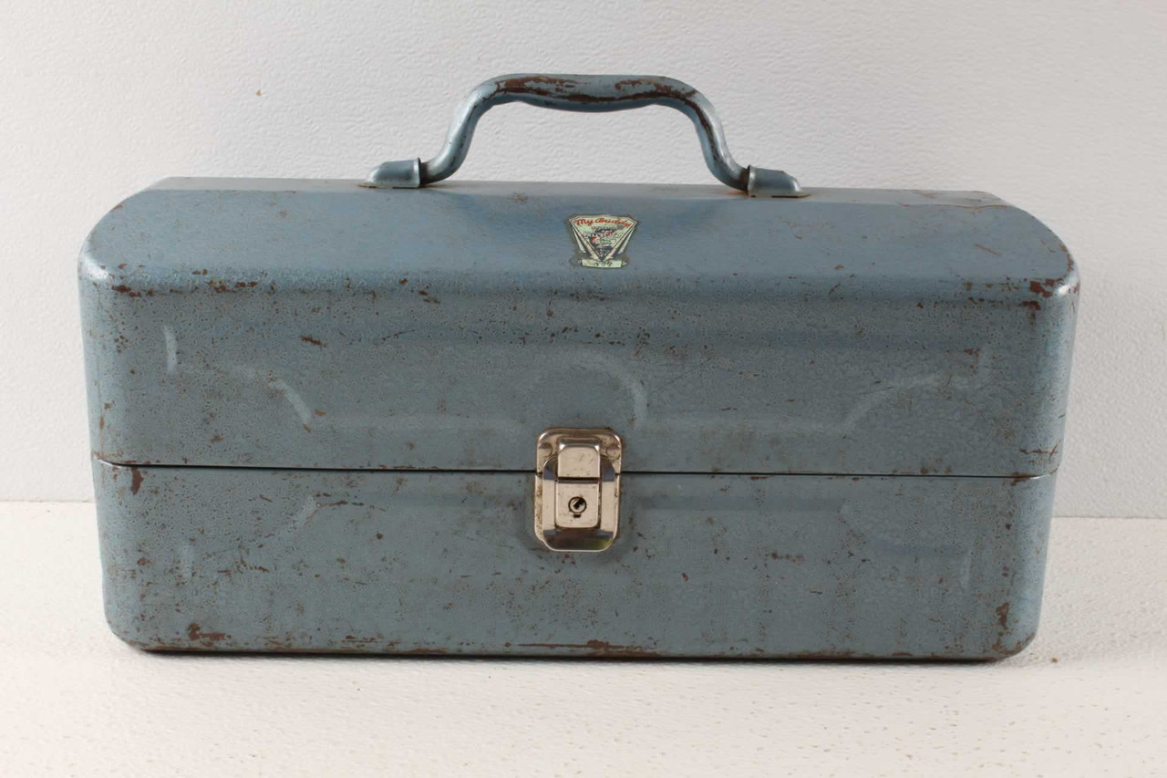 Vintage Falls City My Buddy Blue Metal Tackle Box