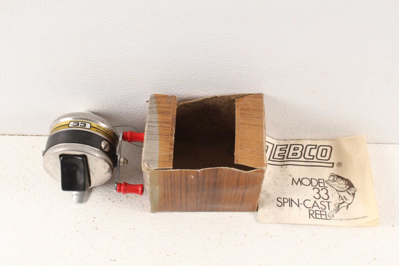 Vintage Zebco 33 Spincast Reel With Box & Paperwork