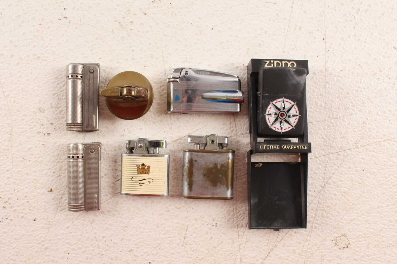 Forsendelse Perversion Bug 7 Vintage Cigarette Lighters Zippo Imco Junior Ronson - Antique Mystique