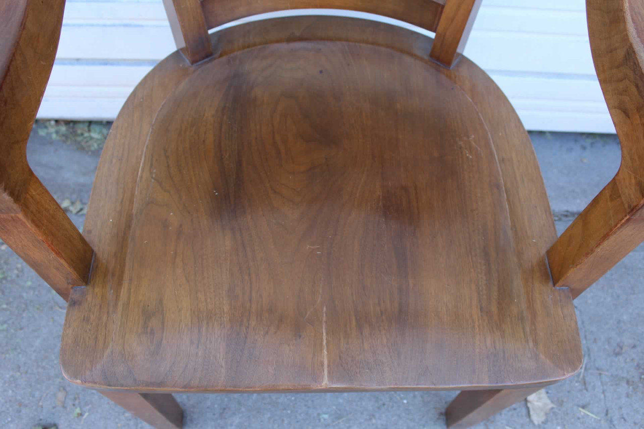 Antique Johnson Chair Co. Walnut Court House Bank Lobby Office Chair