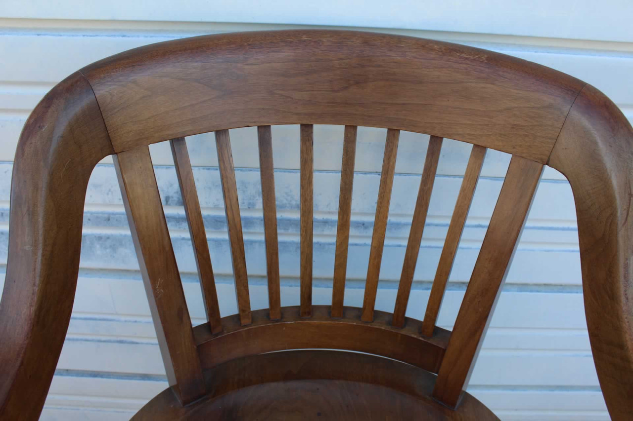 Antique Johnson Chair Co. Walnut Court House Bank Lobby Office Chair