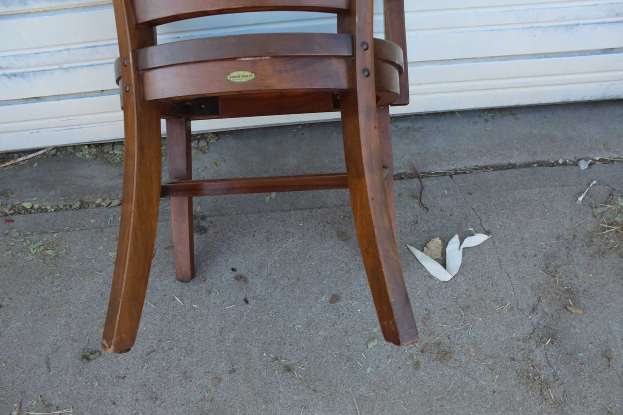 Antique Johnson Chair Co. Walnut Court House Bank Lobby Office Chair