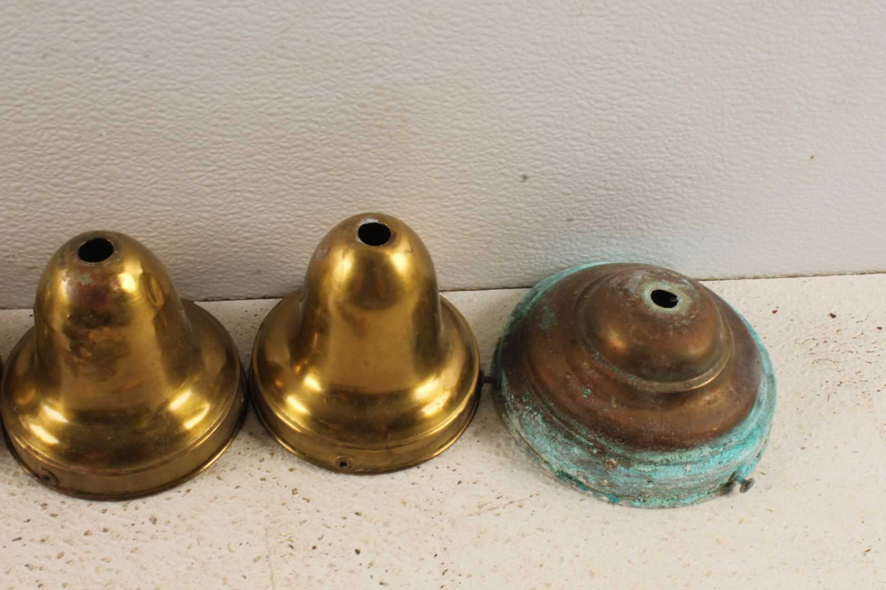 Vintage Brass Light Fixture Bell Shade Holders & Bulb Sockets Parts