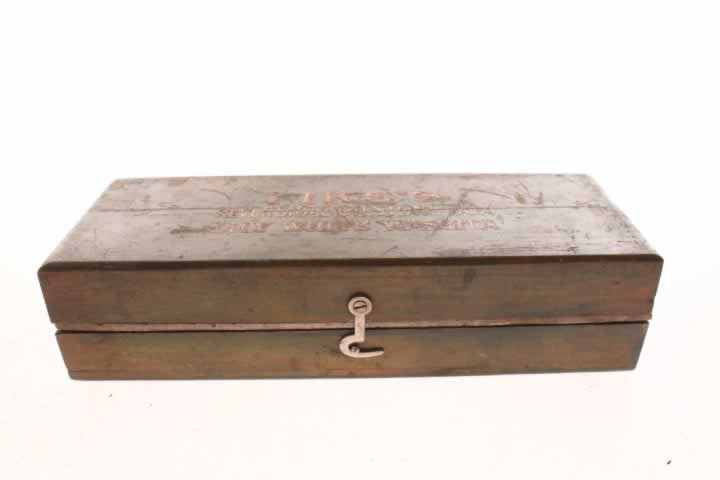Neat Antique Pike's Reversible Oil Stone Hone Wood Box Lily White