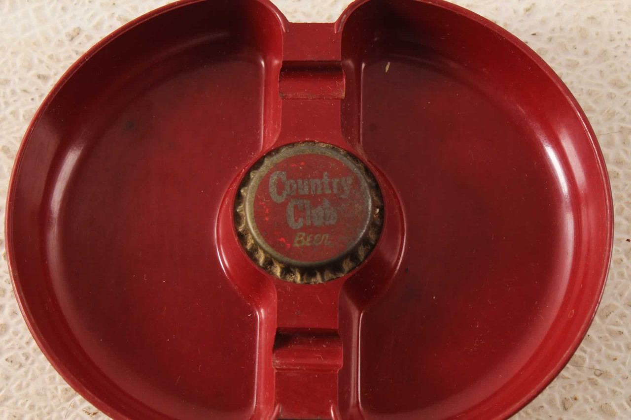 Vintage Country Club Beer Bottle Cap Cigarette Ashtray Antique Mystique