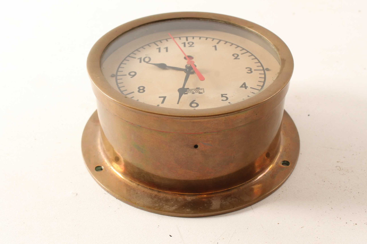 Antique Marshalltown Iowa Mfg. Brass Ship Industrial Clock Antique