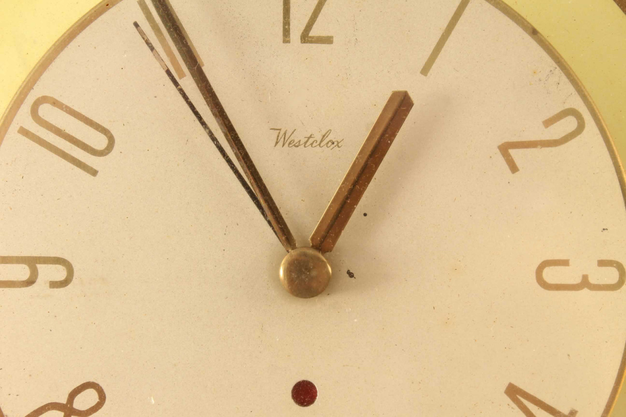 Vintage Art Deco Westclox Oracle Brass Glass Electric Clock Antique Mystique