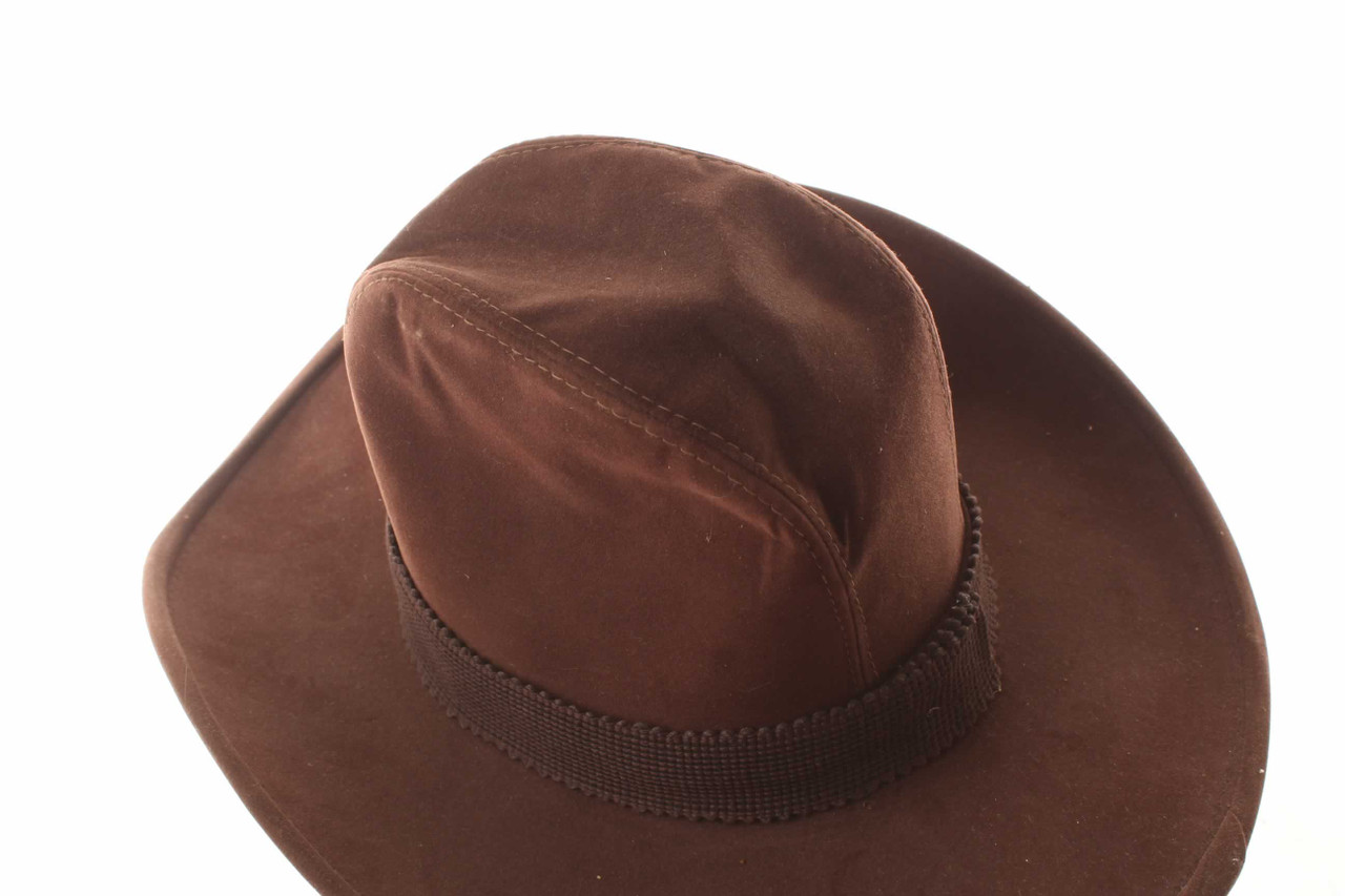 Chapeau de cowboy vintage Henschel Westerns cuir daim marron Skully