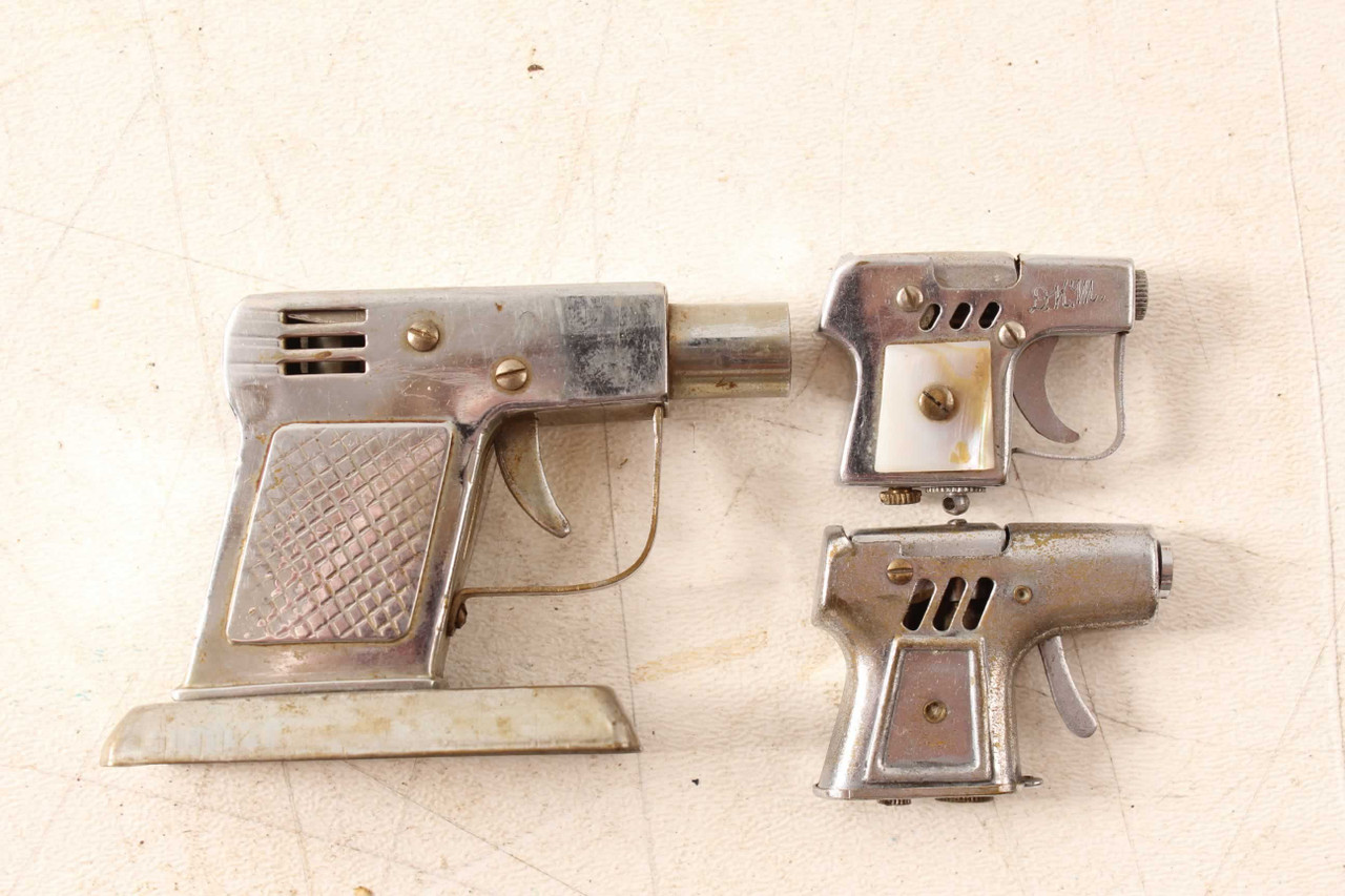 3 Vintage Gun Pistol Occupied Japan Lighters Antique Mystique
