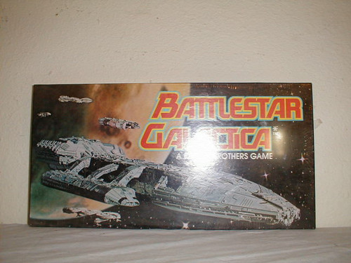 Vintage Battlestar Galactica game still in original shrink wrap with a small rip in wrap on the back.