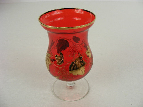 A 5&quot; vintage gold decorated art glass vase in excellent condition.