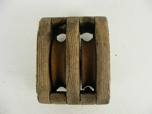 Old wood rope pulley