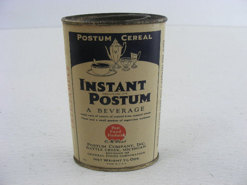 Postum Sample This old Postum Cereal tin can is a sample size and measures 3 1/2 ...