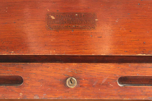 Old Rand Mcnally Roll Door Oak Cabinet