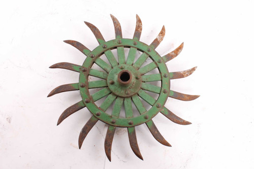 Vintage John Deere Farm Implement Rotary Hoe Wheel Green Paint Steampunk