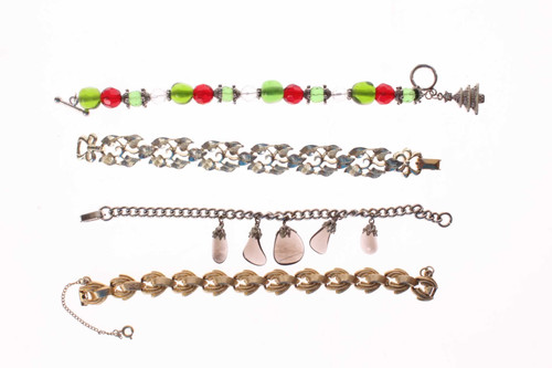 4 Vintage Bracelets 3 With Stones 1 Monet Bracelet
