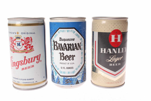 3 Vintage Beer Cans Kingsbury Hanley & Duquesne Bavarian Beer