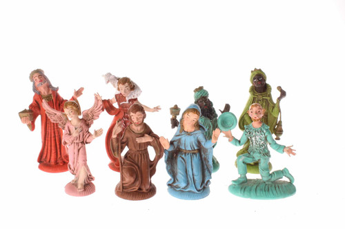 8 Vintage Italy Hard Plastic Nativity Figures